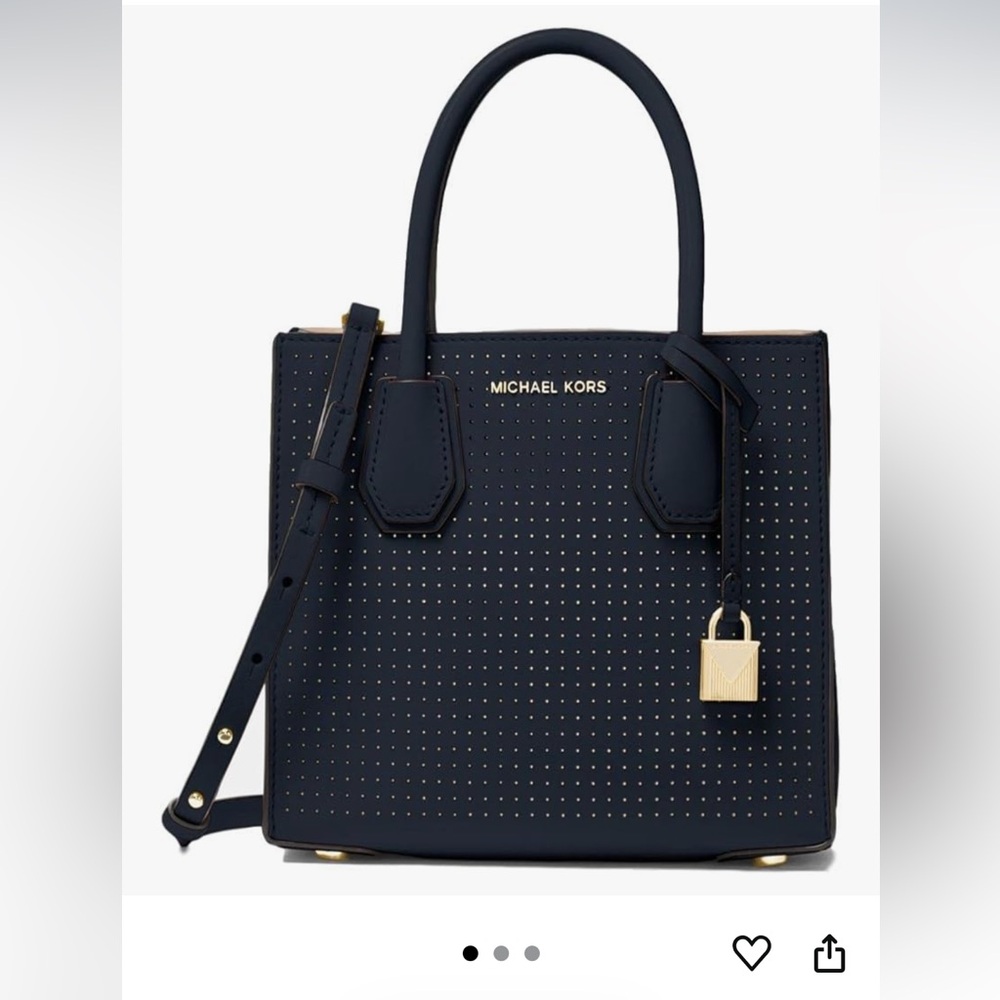 Michael Kors Mercer Medium Crossbody Bag - Blue perforated bag